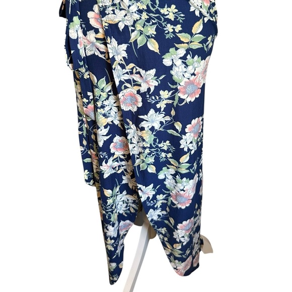 Derek Heart Plus Womens Navy Blue Floral Wrap Knit High-Low Midi Dress Size S - Picture 16 of 16